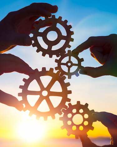 hands holding gears