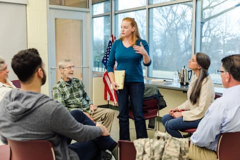 Therapist in group setting